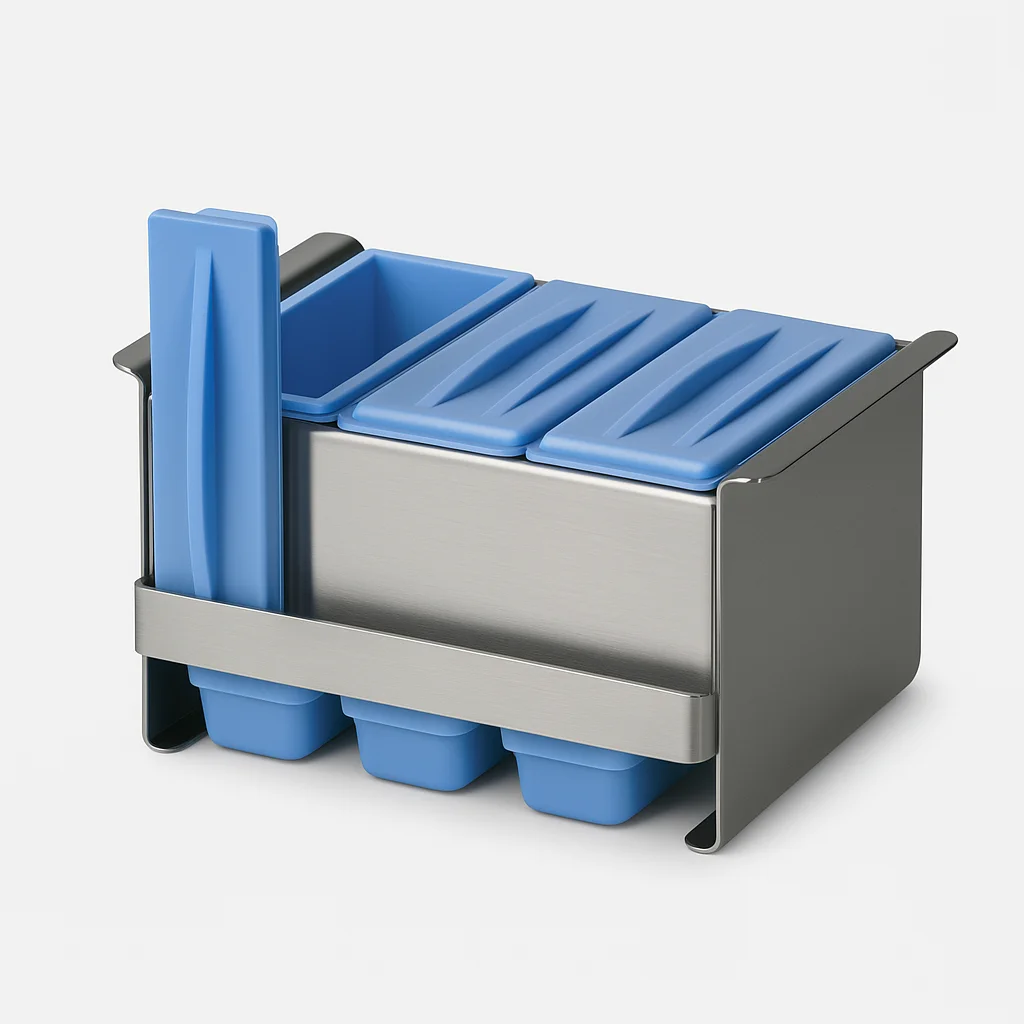 Conjunto de Tinas e suporte para coloração de lâminas